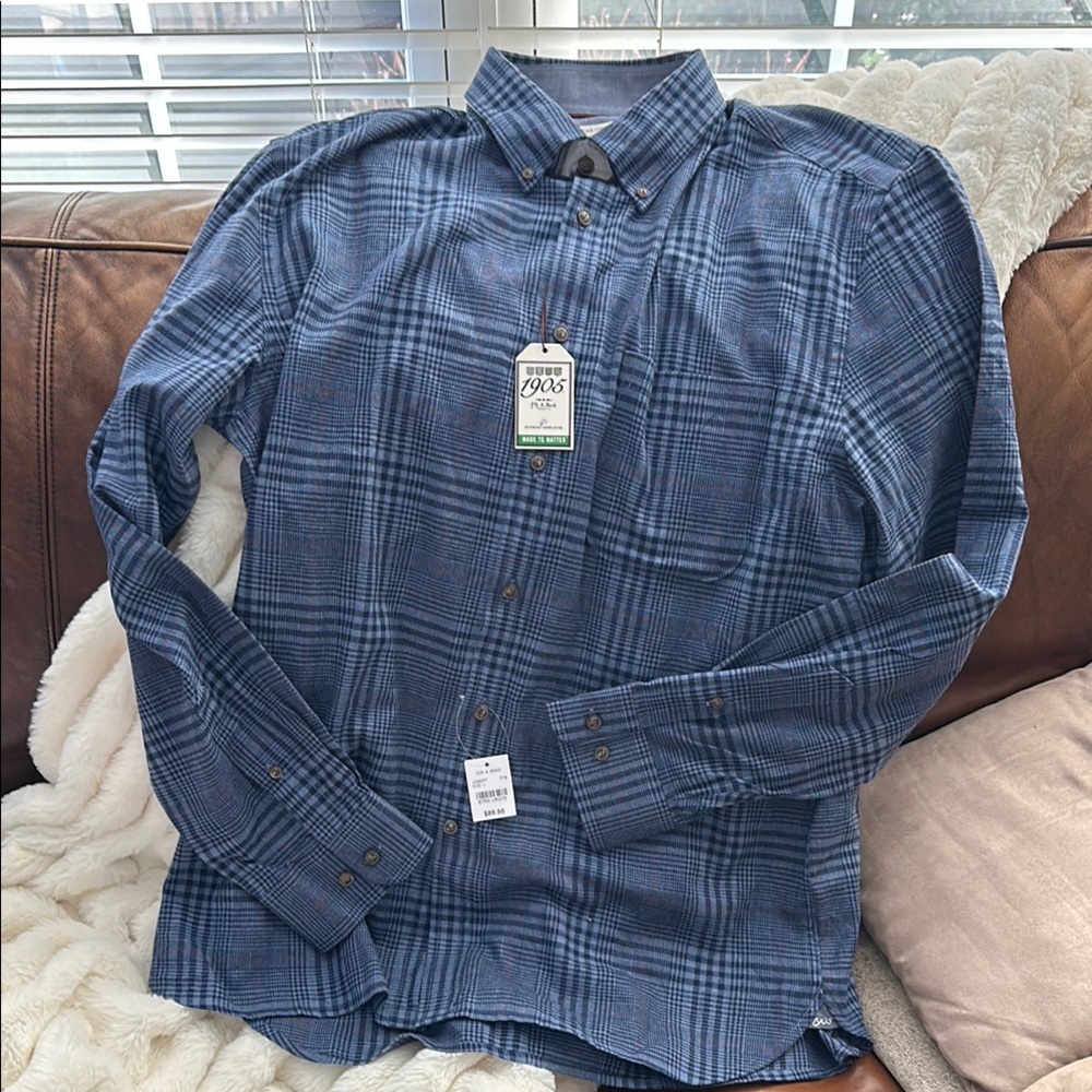 Men's Blue Plaid tailored fit Joseph Bank Shirt